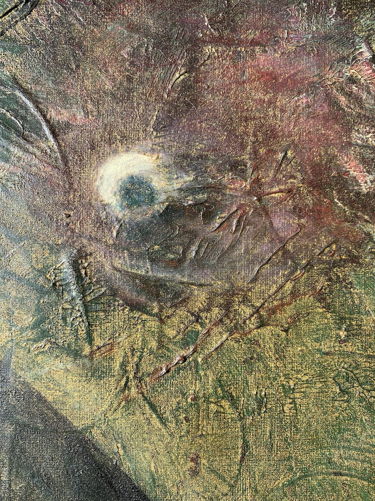 ILLEGIBLY signed, painting of prehistoric times