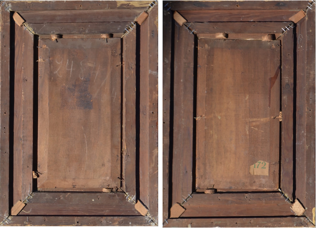 ILLEGIBLY signed, European pair paintings of 19 century