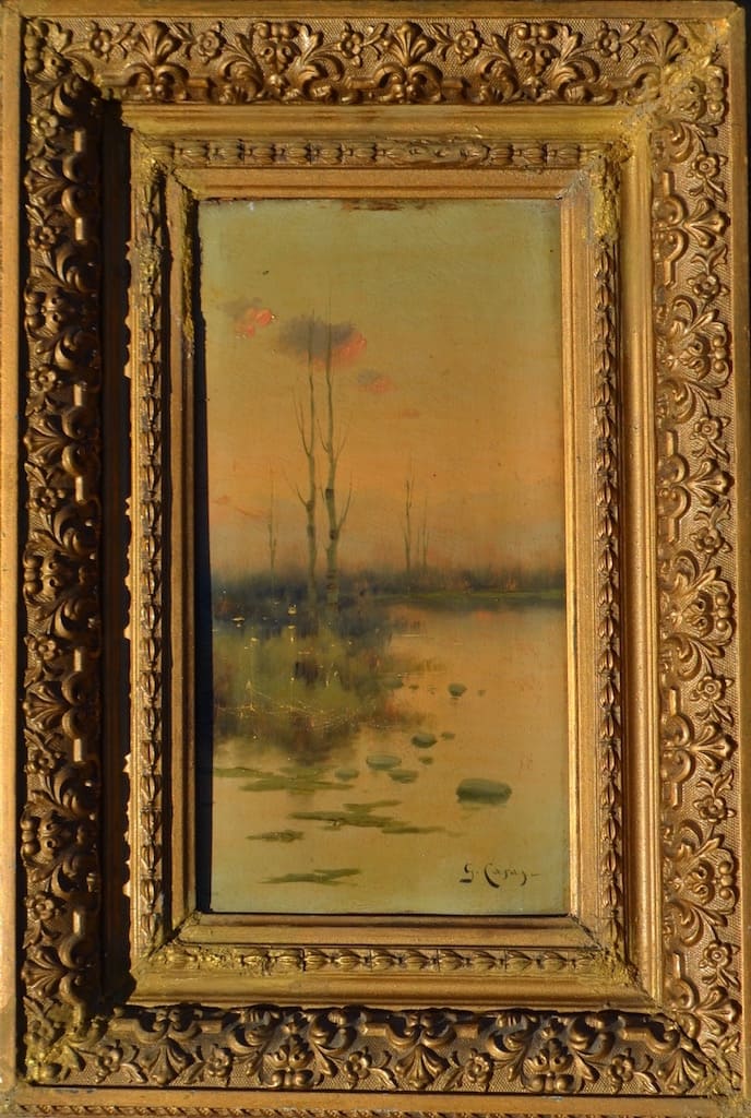 ILLEGIBLY signed, European pair paintings of 19 century
