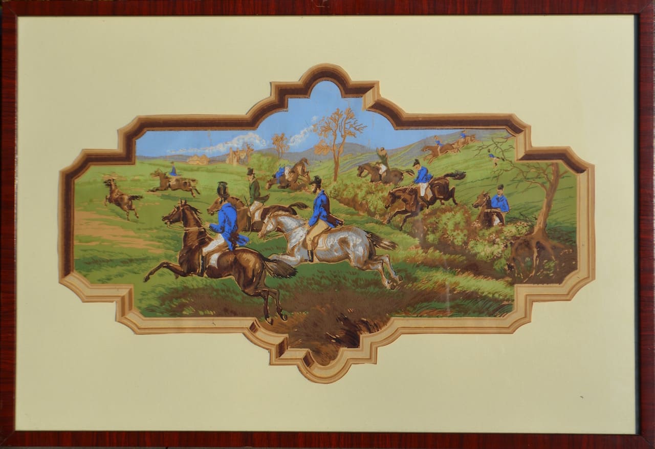 Lot of 2 unsigned hunting scenes (gouache, XIX c.)