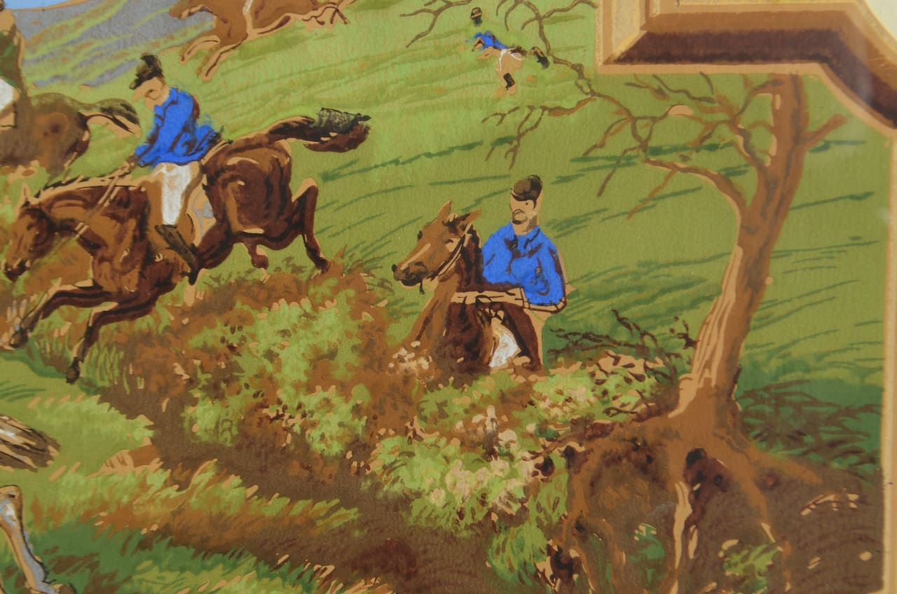 Lot of 2 unsigned hunting scenes (gouache, XIX c.)
