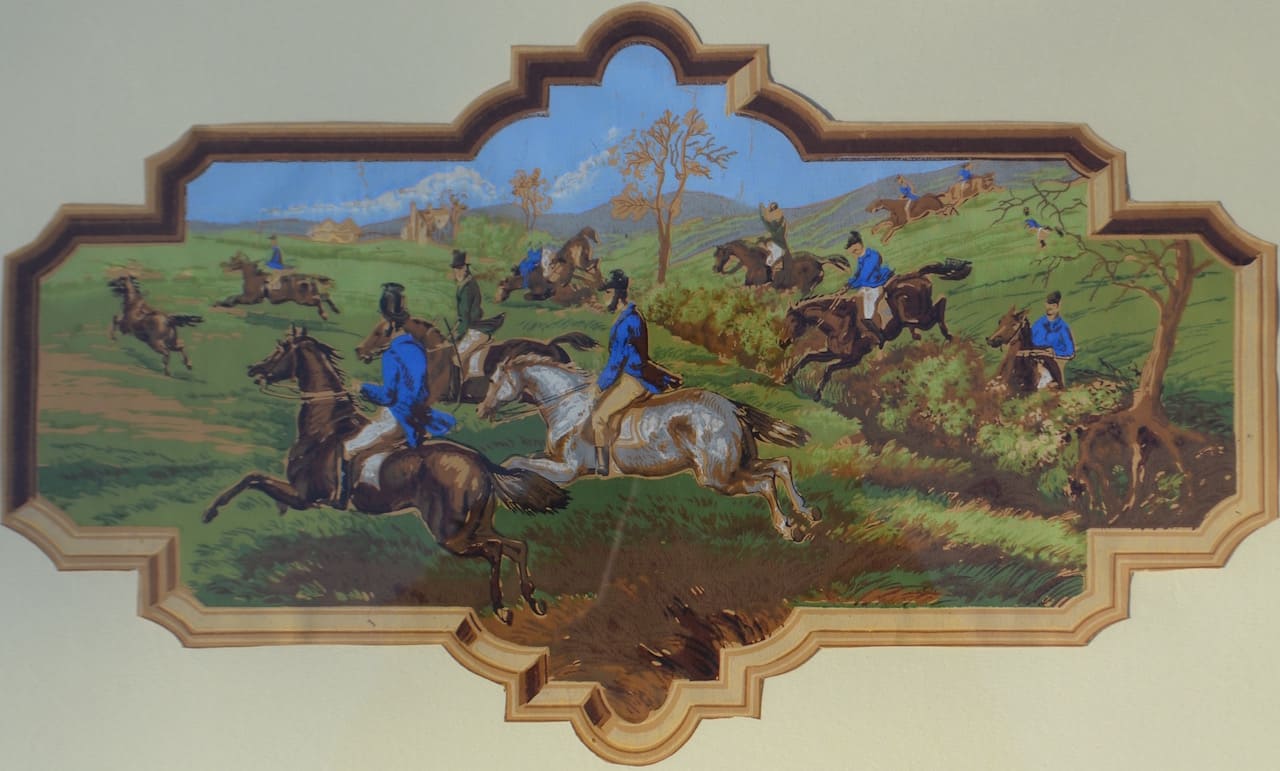 Lot of 2 unsigned hunting scenes (gouache, XIX c.)